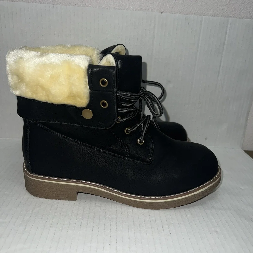 Dream Paris‎ Black Lined Faux-Fur  Boots Women's Size 7.5 NEW